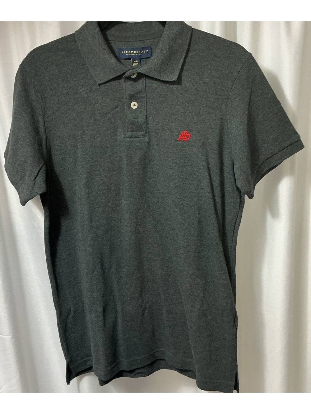 Aeropostale A87 Polo Shirt Men M Gray preppy Y2K skate